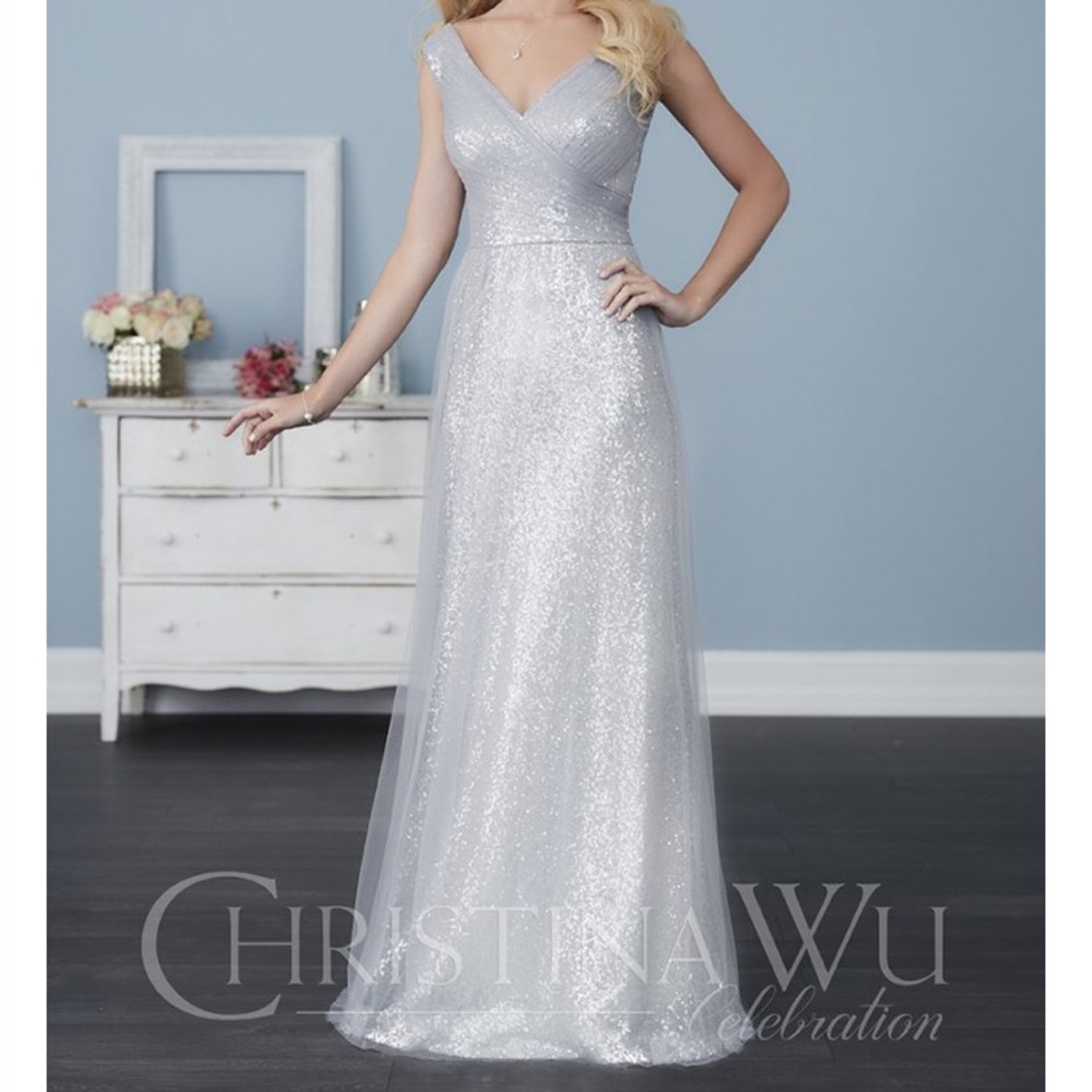Christina Wu Champagne Bridesmaid Dress